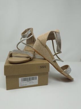 ✨Sparkly Gold & Rhinestone Low Wedge Sandals - NEW IN BOX! ✨